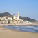 A palm lined beach in the coastal town of Sitges
